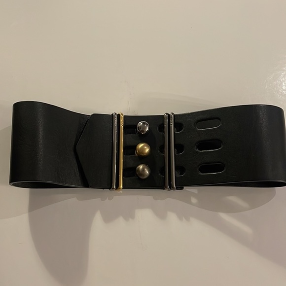 Authentic Vintage Fendi black wide belt with tri colour metal, like new - Picture 1 of 7